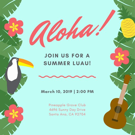 Hawaiian themed Invitation Templates Free Beautiful Customize 102 Luau Invitation Templates Online Canva