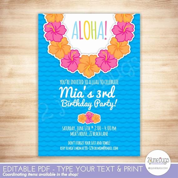 Hawaiian themed Invitation Templates Free Beautiful Luau Party Invitation Luau Birthday Party Invitation