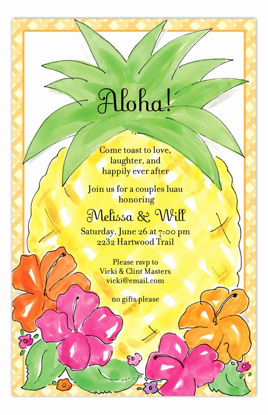 Hawaiian themed Invitation Templates Free Elegant Aloha Pineapple Luau Invitations