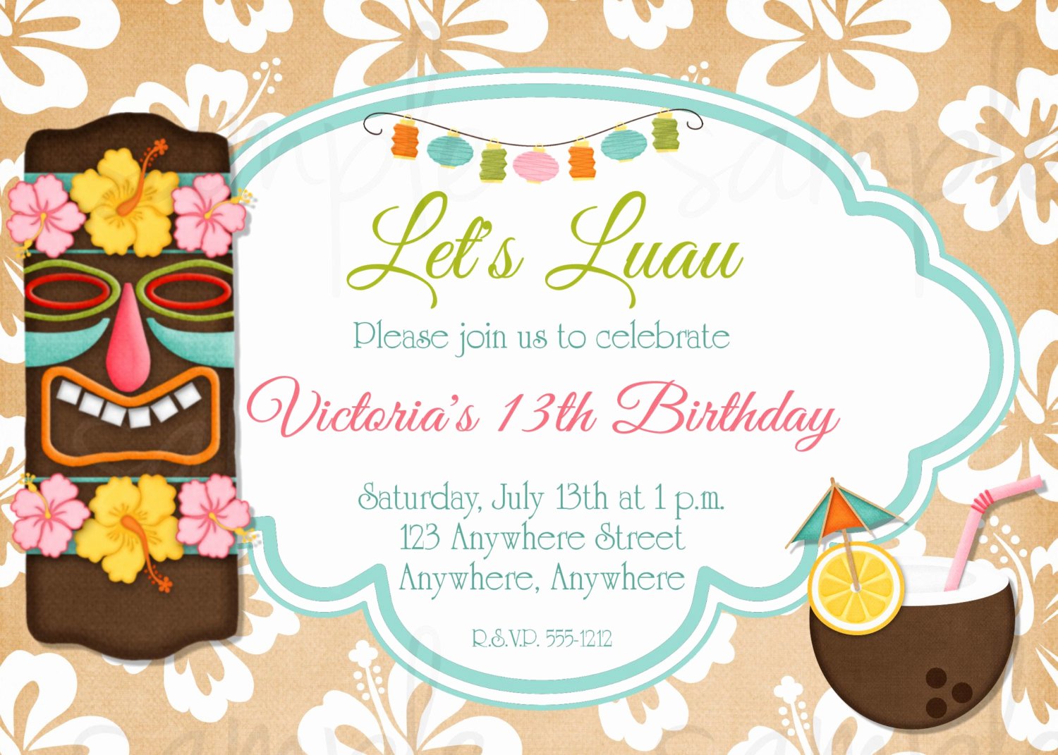 Hawaiian themed Invitation Templates Free Elegant Hawaiian Luau Birthday Invitation