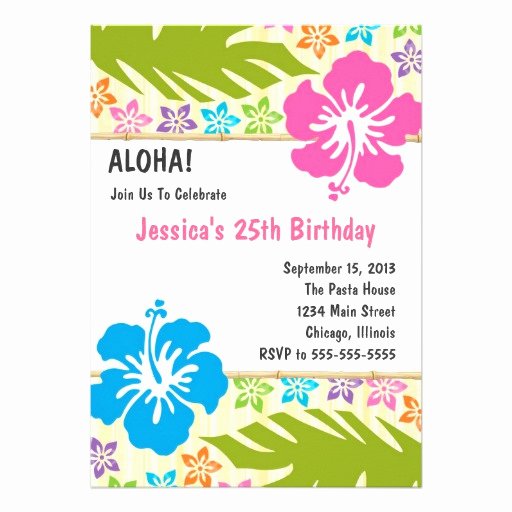 Hawaiian themed Invitation Templates Free Luxury Hawaiian Luau Party Invitation 5&quot; X 7&quot; Invitation Card