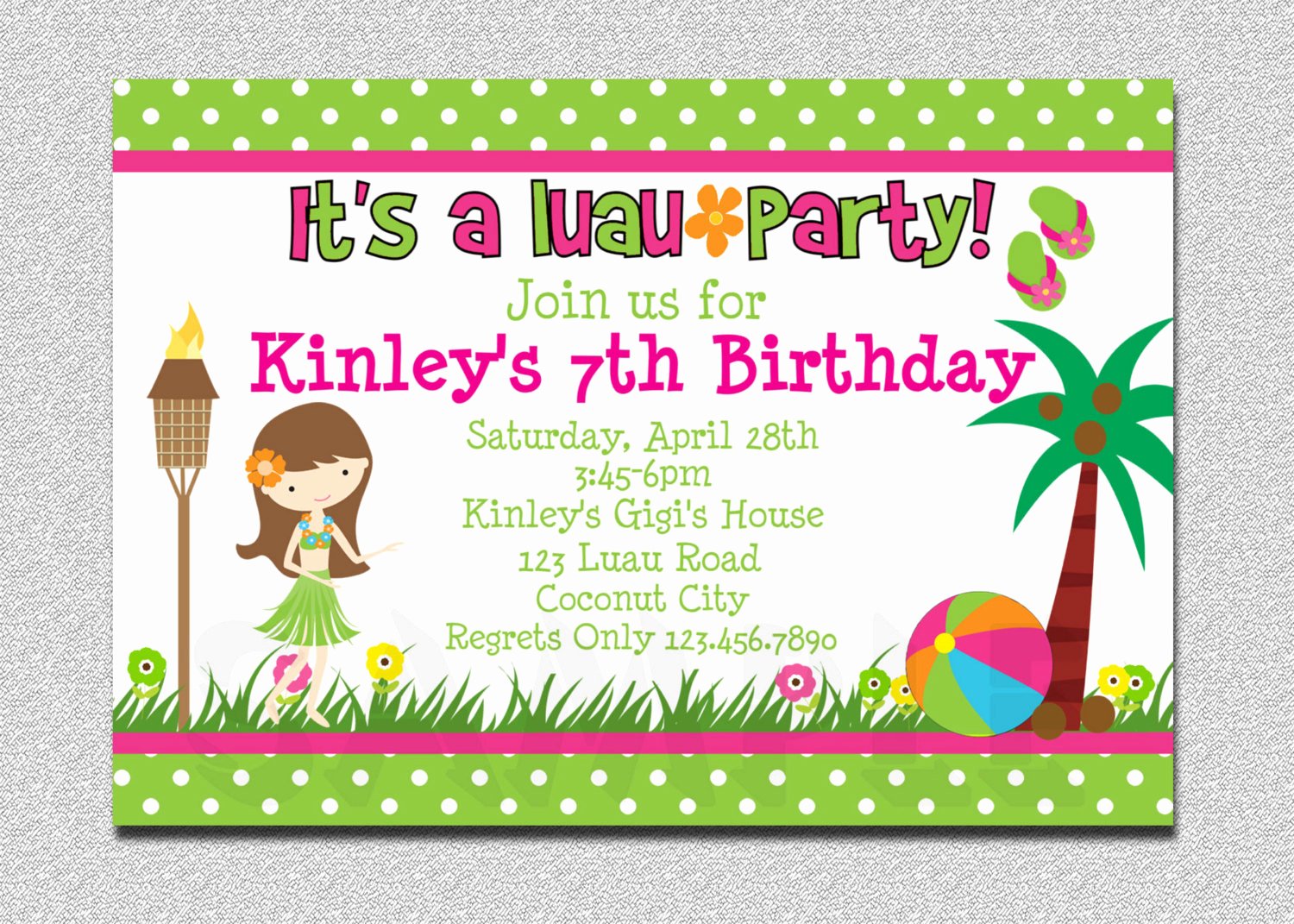 Hawaiian themed Invitation Templates Free New Luau Birthday Invitation Luau Birthday Party Invitation