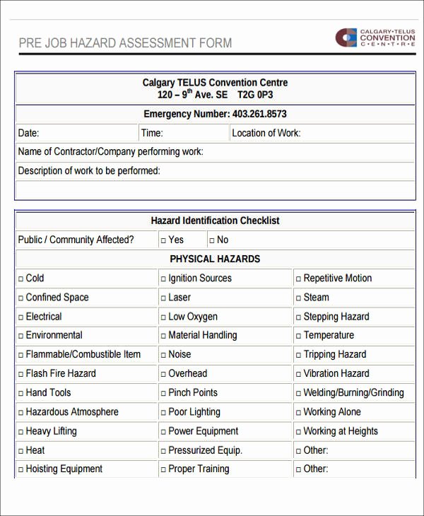 Hazard Analysis form Awesome 43 Free assessment forms