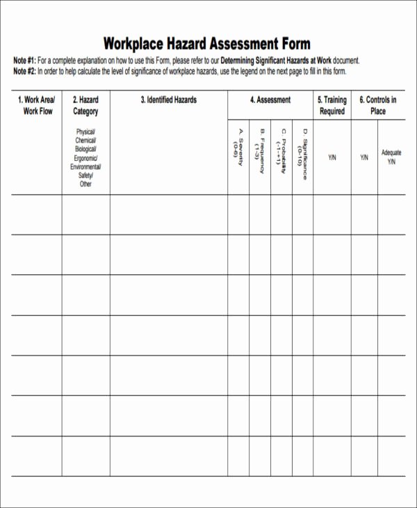 Hazard Analysis form Beautiful 38 assessment forms In Pdf