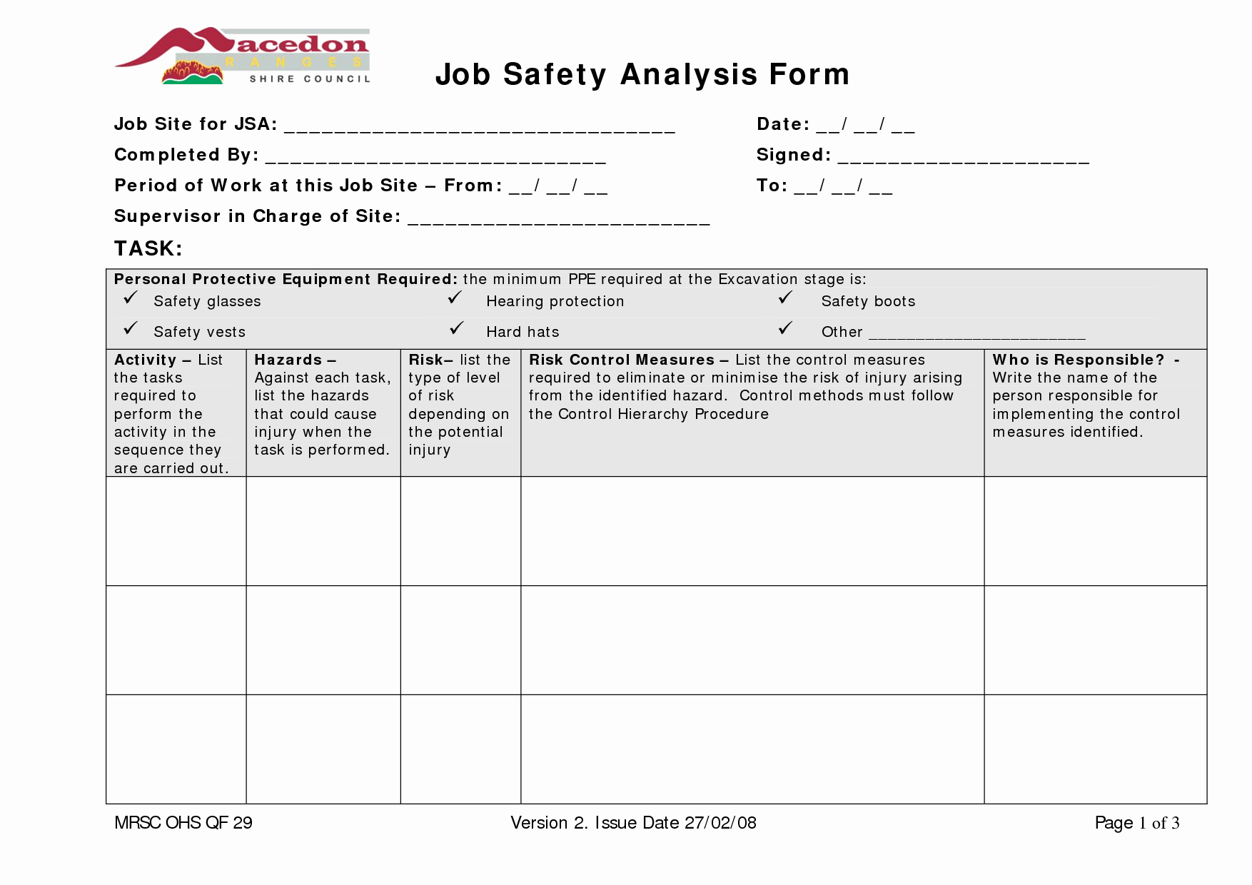 Hazard Analysis form Best Of 11 Best Of Jsa Worksheet Template Job Demands