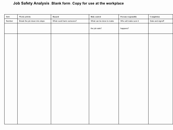 Hazard Analysis form Inspirational Job Safety Analysis