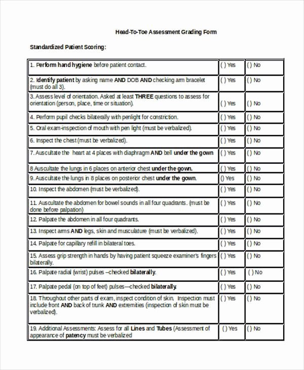 Head to toe assessment Template Inspirational Sample Free assessment forms 33 Free Documents In Word Dpf