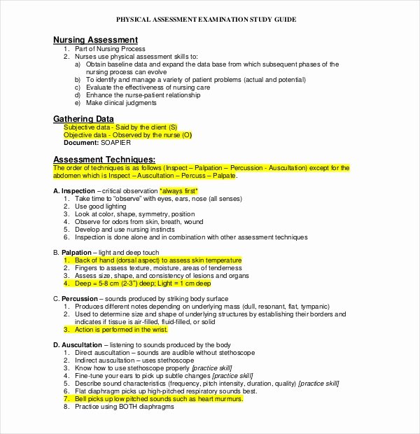 Head to toe assessment Template Lovely Sample Nursing assessment forms 7 Free Documents In Pdf