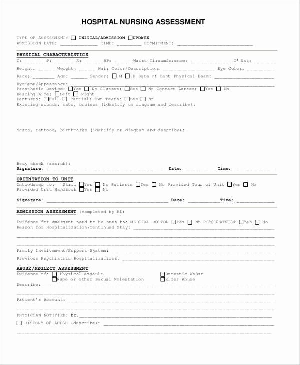 Head to toe assessment Template Unique Nursing assessment form – Nursing assessment Documentation