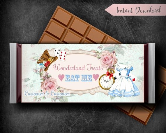 Hershey Bar Wrapper Dimensions Beautiful Alice In Wonderland Candy Bar Wrapper Printable Hershey Bar