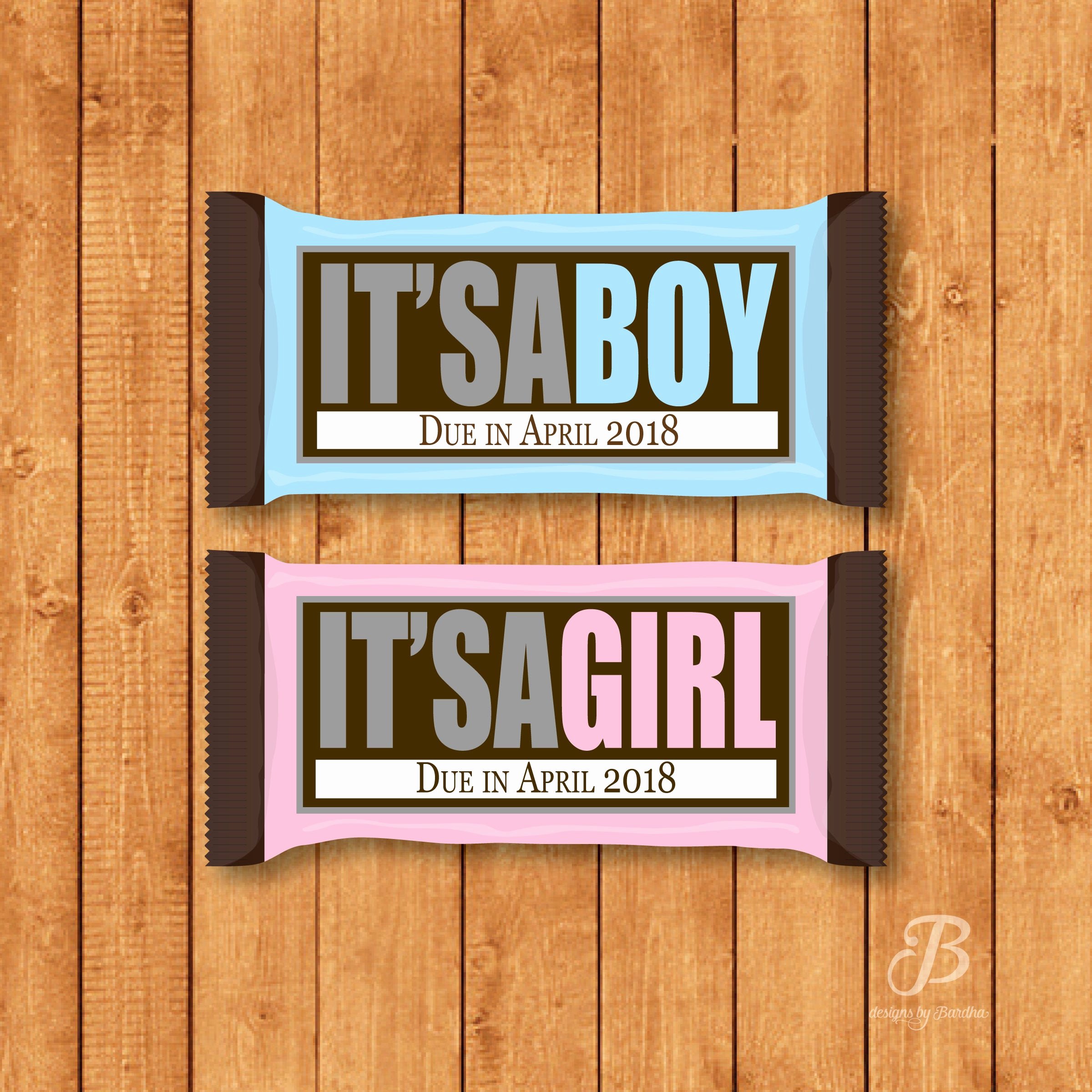 Hershey Bar Wrapper Dimensions Lovely Customized Gender Reveal Candy Bar Wrapper for Hershey Bars