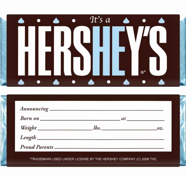 Hershey Bar Wrapper Dimensions New Hewraps Baby Boy Hersheys Candy Bar Wrappers Set Of 36