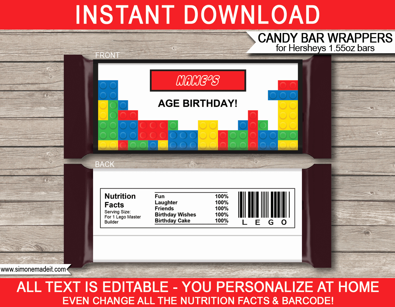 Hershey Bar Wrapper Template Free New Lego Hershey Candy Bar Wrappers