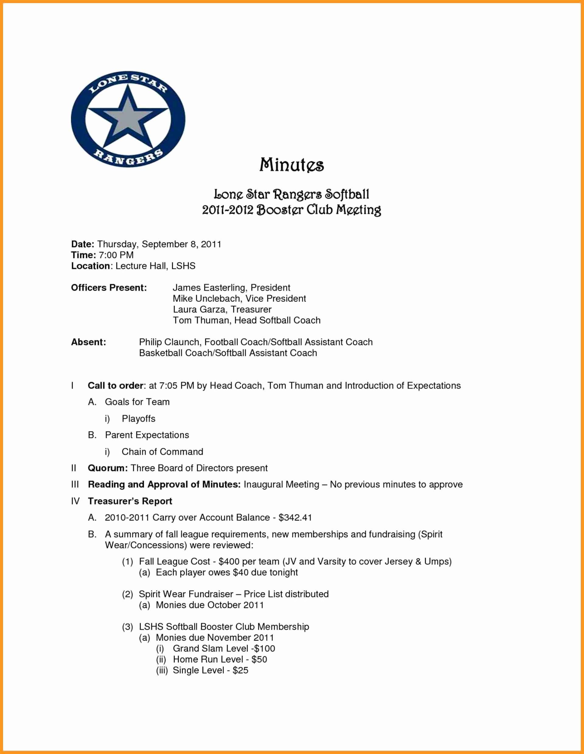 Hoa Board Meeting Minutes Template Lovely 8 9 Minutes Examples