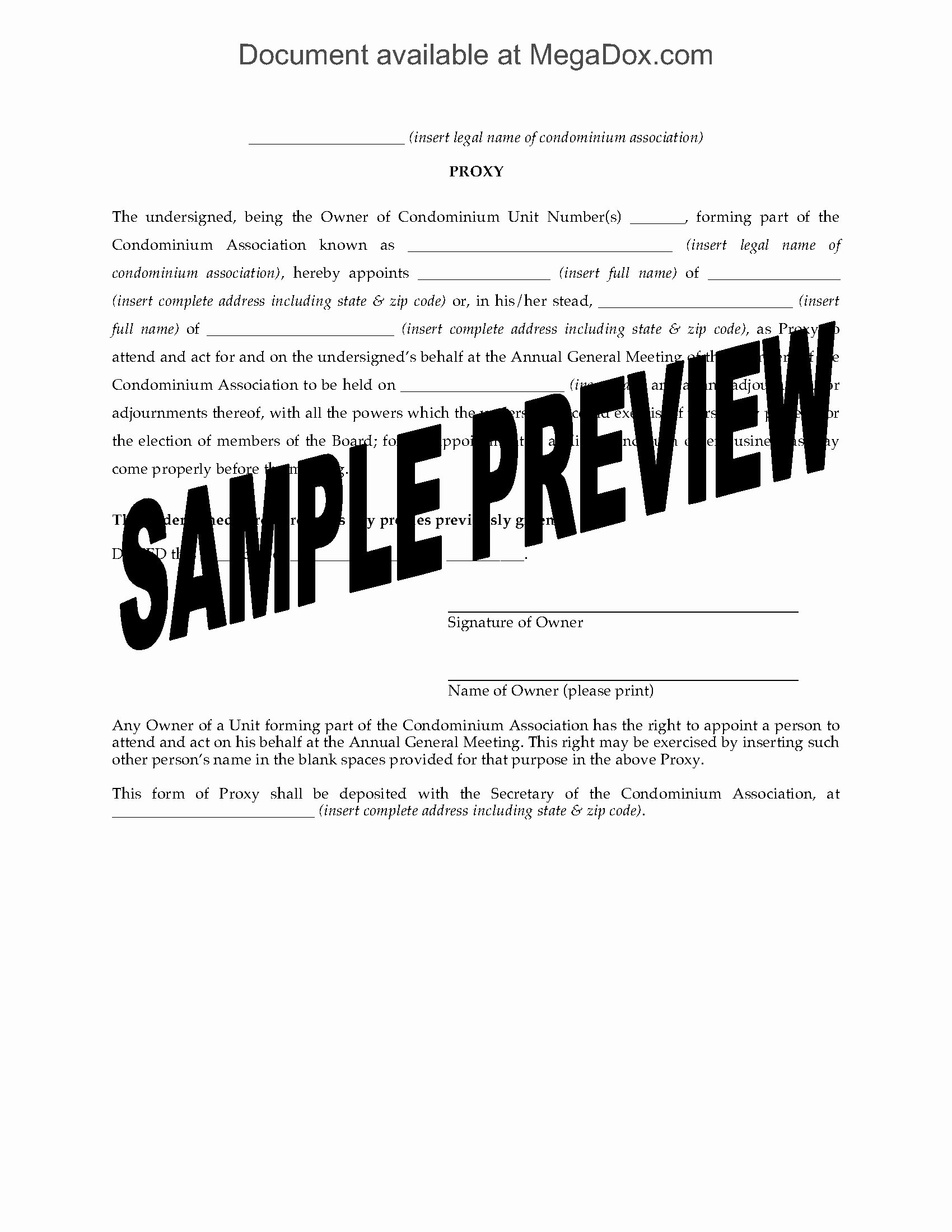 Hoa Proxy Vote form Template Awesome Usa Proxy form for Condo association Agm