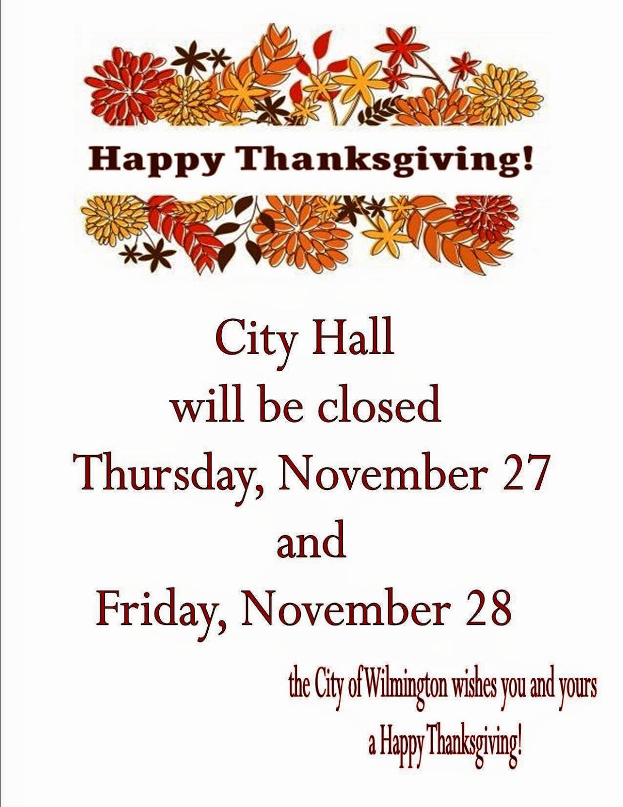 Holiday Closed Sign Template Fresh City Of Wilmington &quot;news and Updates&quot;