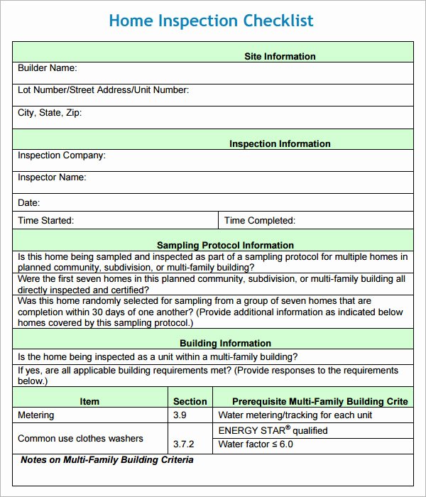 Home Building Checklist Template Elegant Home Inspection Checklist 8 Download for Pdf Word