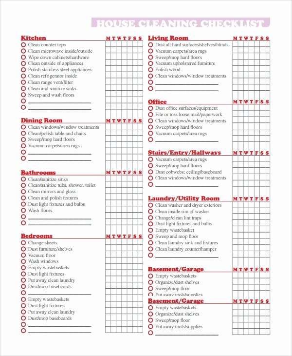 Home Building Checklist Template Lovely Sample Cleaning Checklist 13 Documents In Word Pdf