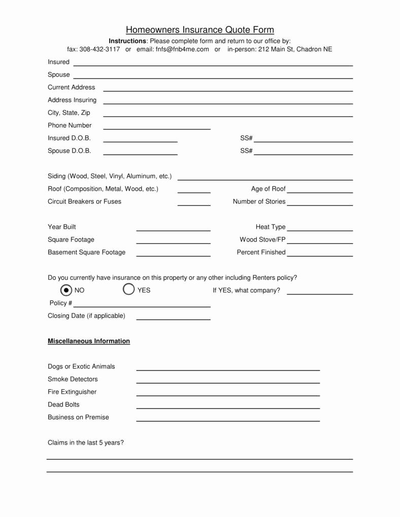 Home Insurance Quote Sheet New 6 Insurance Quote Templates Pdf