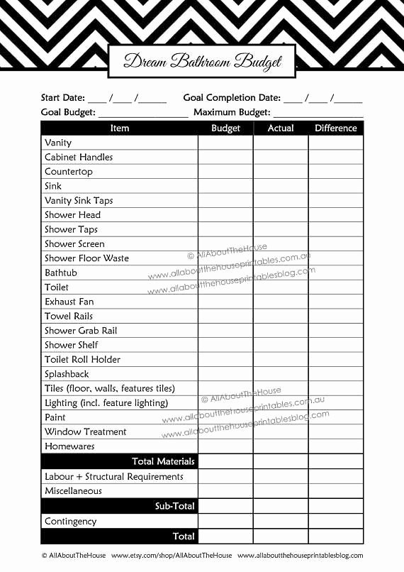 Home Renovation Checklist Template Best Of Bathroom Remodel Checklist Planner Printable Renovation