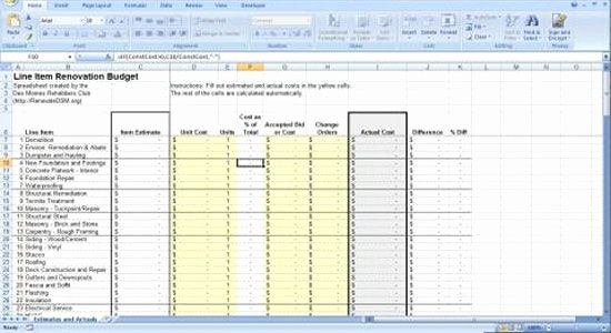 Home Renovation Project Plan Template Awesome Renovation Construction Bud Spreadsheet Implementing