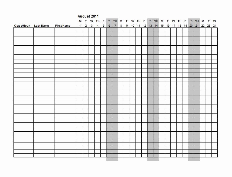 Homeschool attendance Record Excel Beautiful 38 Free Printable attendance Sheet Templates Free