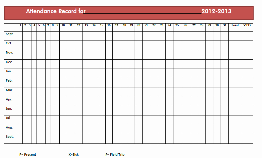 Homeschool attendance Record Excel Inspirational Monthly Printable Homeschool attendance Sheets