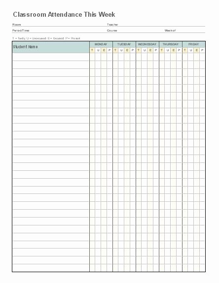 Homeschool attendance Record Excel Lovely Free Blank Class Roster Printable