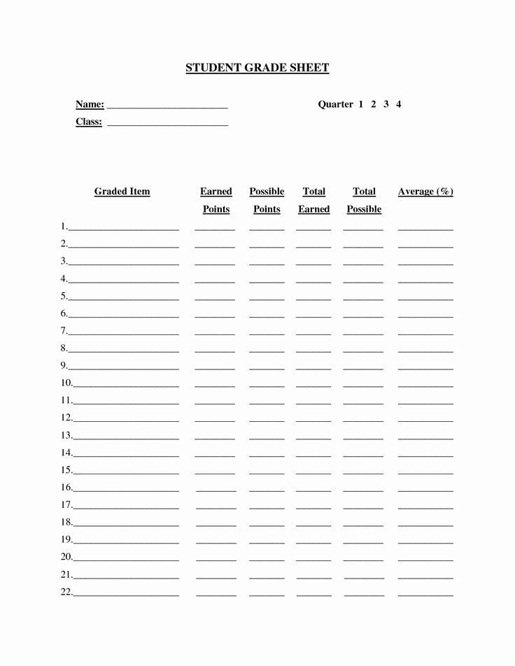 Homeschool Grading Template Beautiful Printable Grade Sheet Template