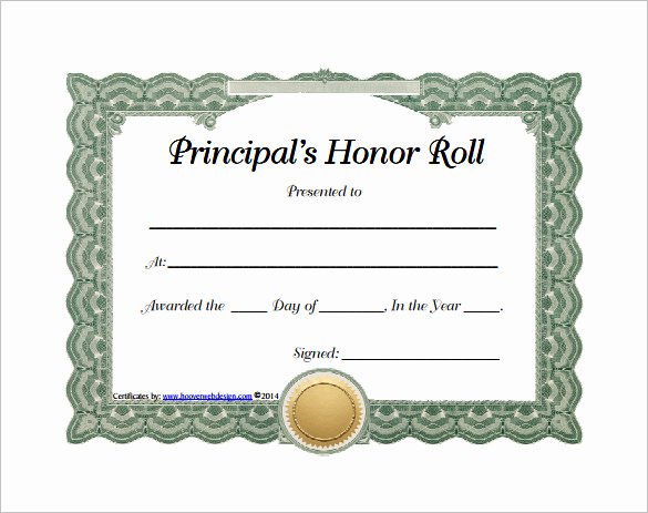 Honorary Certificate Template Elegant Honor Roll Certificate Template