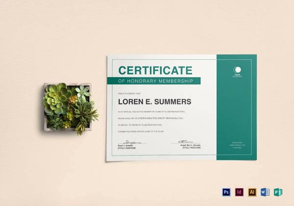 Honorary Certificate Template Lovely Membership Certificate Template 15 Free Sample Example