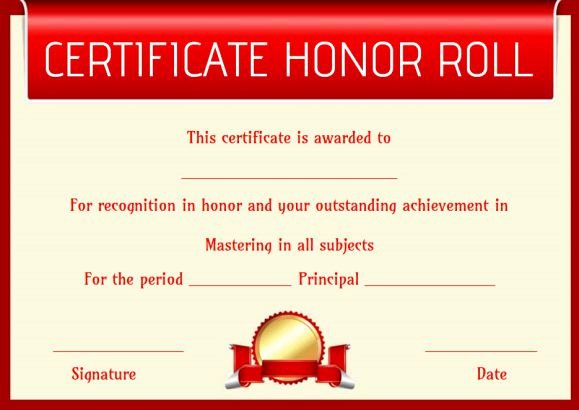 Honorary Certificate Template Luxury Honor Roll Certificates 12 Templates to Reward Teachers