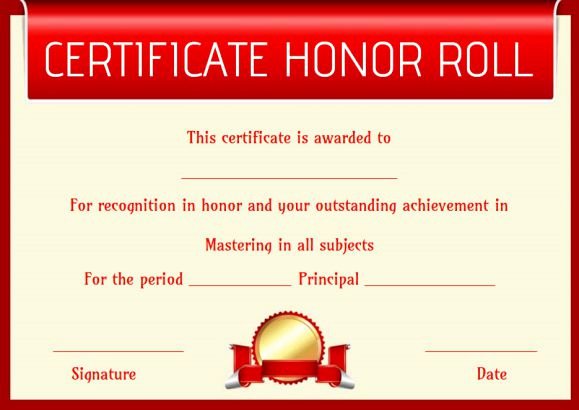 Honorary Certificate Template Luxury Honor Roll Certificates 12 Templates to Reward Teachers