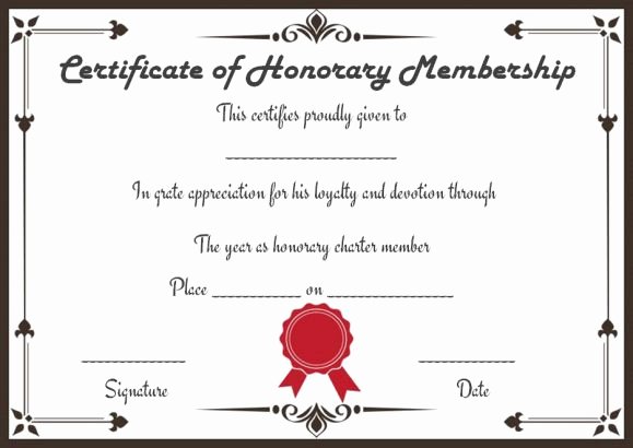 Honorary Certificate Template Unique Free Membership Certificates 14 Templates In Word format