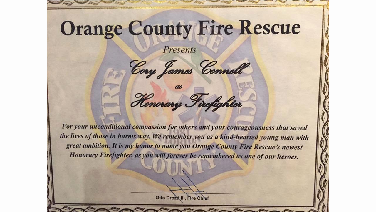 Honorary Firefighter Certificate Beautiful orange County Fire Makes Pulse Nightclub Victim Cory