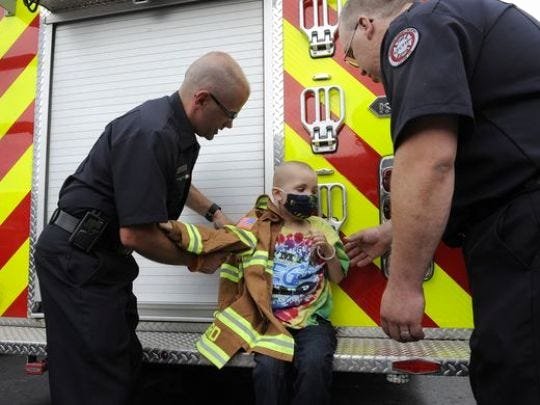 Honorary Firefighter Certificate Beautiful Young Boy Fighting Cancer S Honor From Firefighters