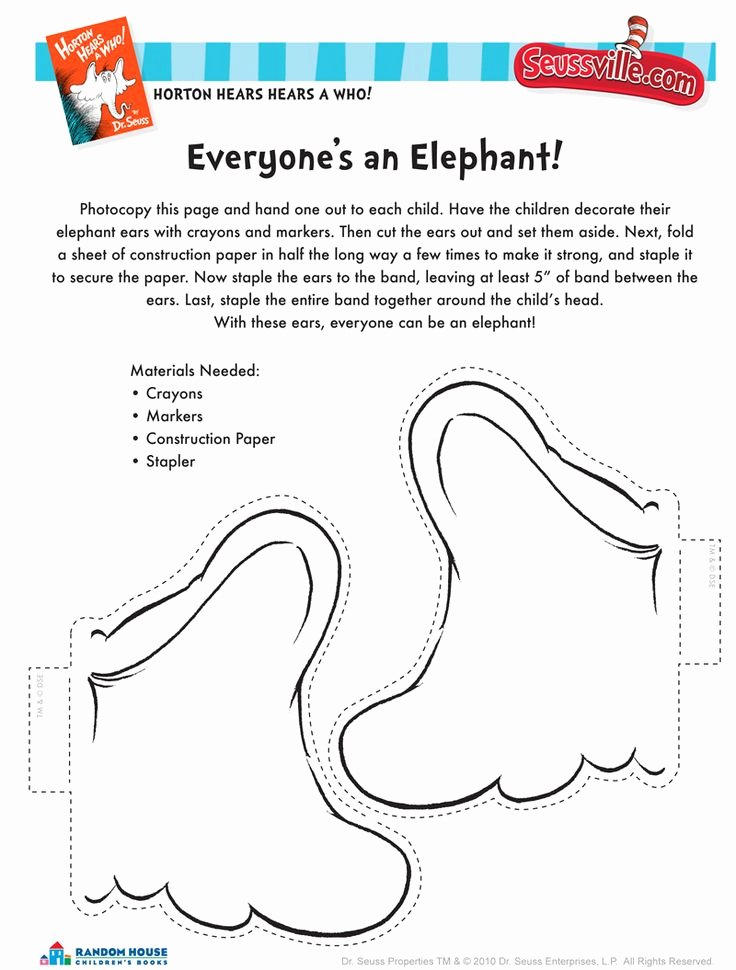 Horton Hears A who Template Lovely Horton Hears A who Elephant Ears Seussville