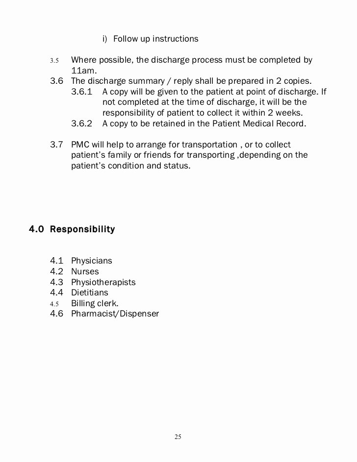 Hospital Discharge Instructions Beautiful Policies and Procedure Nursing