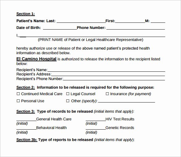Hospital Release form Template Awesome Sample Hospital Release form 11 Download Free Documents
