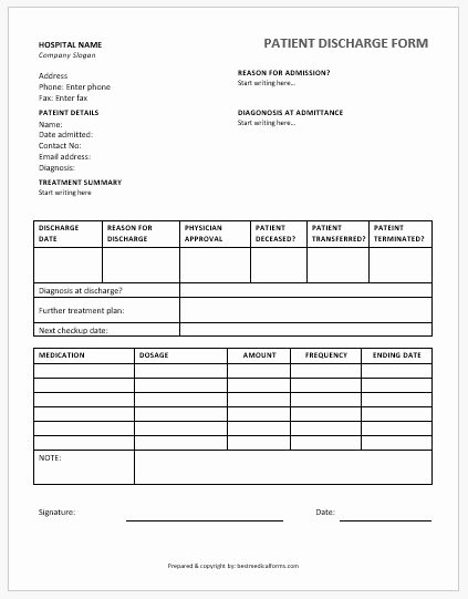 Hospital Release form Template Beautiful Patient Discharge form Template Ms Word