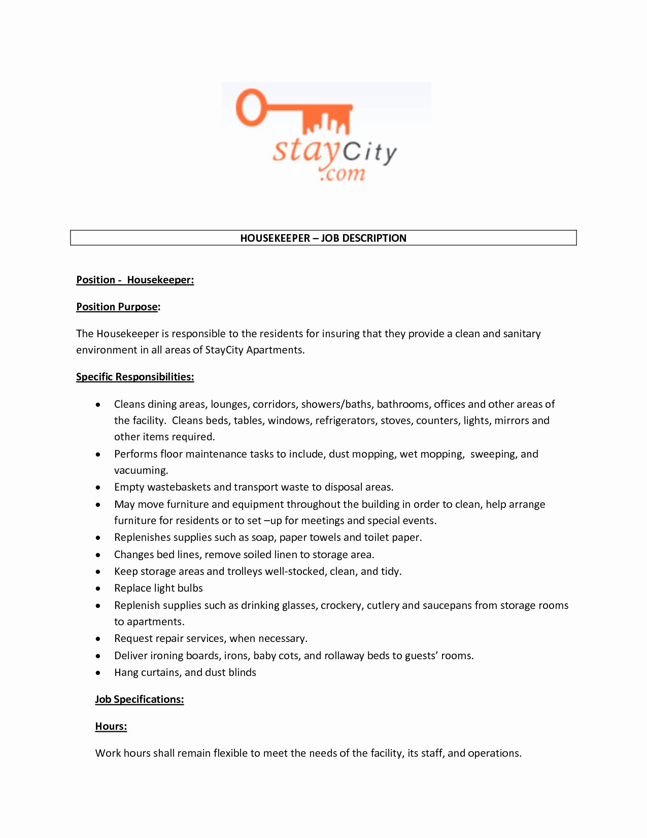 Hotel Housekeeping Job Description for Resume Lovely Housekeeping Description for Resume Last Best S Hotel