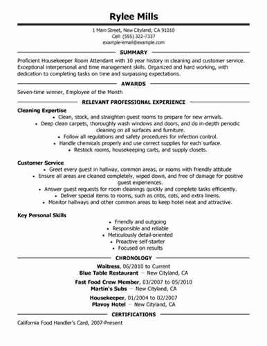 Hotel Housekeeping Job Description for Resume Unique Executive Housekeeping Resume Template