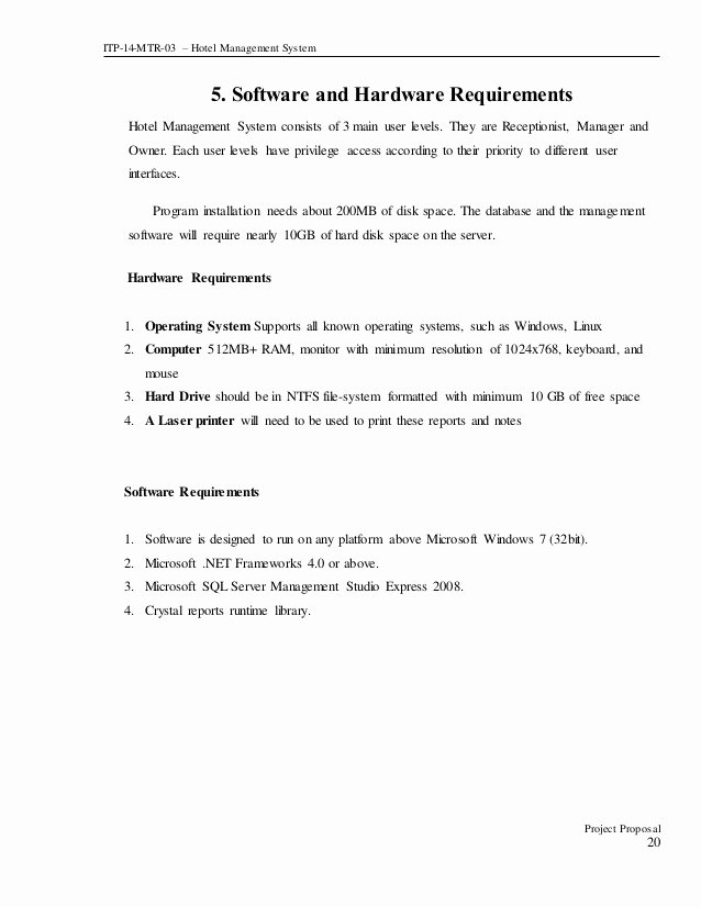 Hotel Proposal Template Inspirational Project Proposal Document for Hotel Management System