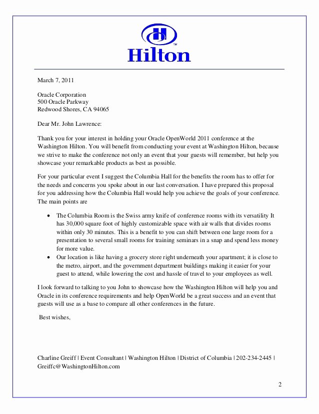 Hotel Rfp Template Best Of Hilton Sales Proposal Work Example