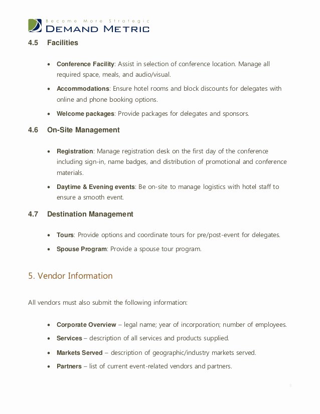 Hotel Rfp Template Inspirational event Management Rfp Template