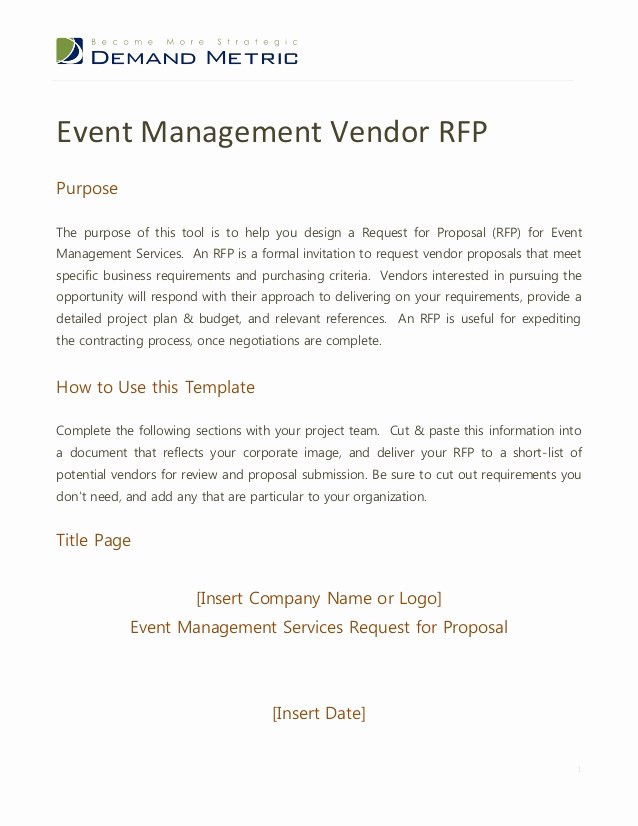 Hotel Rfp Template New event Management Rfp Template