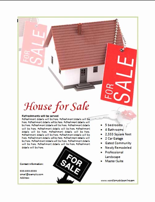 House for Sale Template Beautiful House for Sale Poster Template Microsoft Word Templates