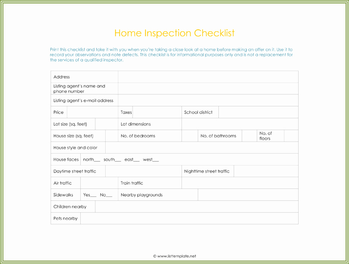 House Inspection Template Elegant Free Printable to Do List Templates