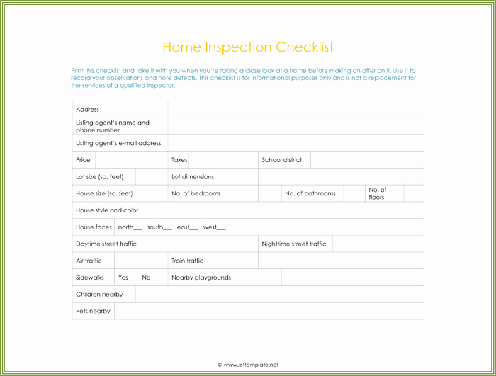 House Inspection Template Elegant Free Printable to Do List Templates