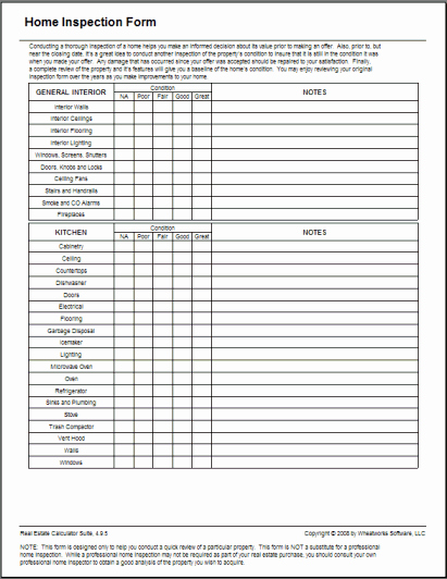 House Inspection Template